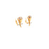 The Rose Flower Zirconia Stones and Petals Huggie Earrings in rose gold-filled design feature intricately detailed rose-shaped earrings adorned with small clear zirconia stones. Delicate stems and leaves enhance the floral elegance of these earrings, standing out beautifully against a plain white background.
